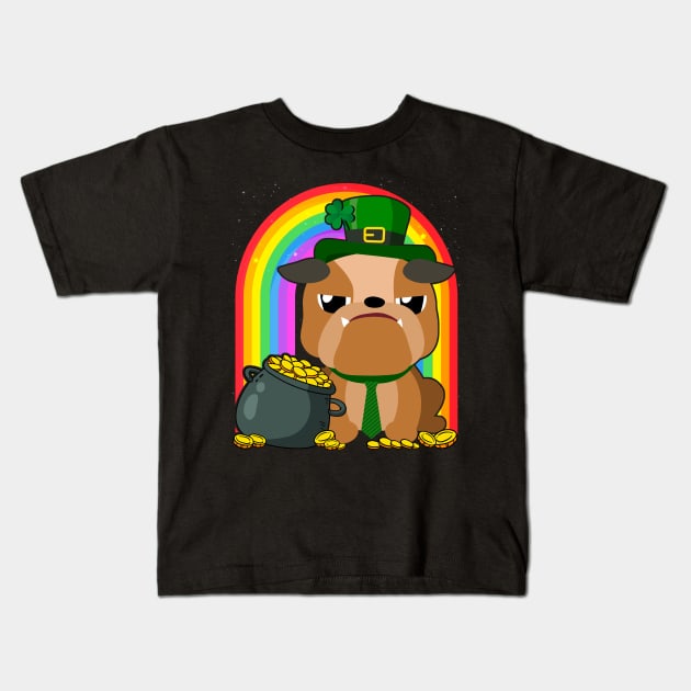 Bulldog Rainbow Irish Clover St Patrick Day Dog Gift product Kids T-Shirt by theodoros20